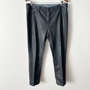 Chico's Size 2‎ Platinum Denim Black Coated Skinny Jeans Women's Size 12